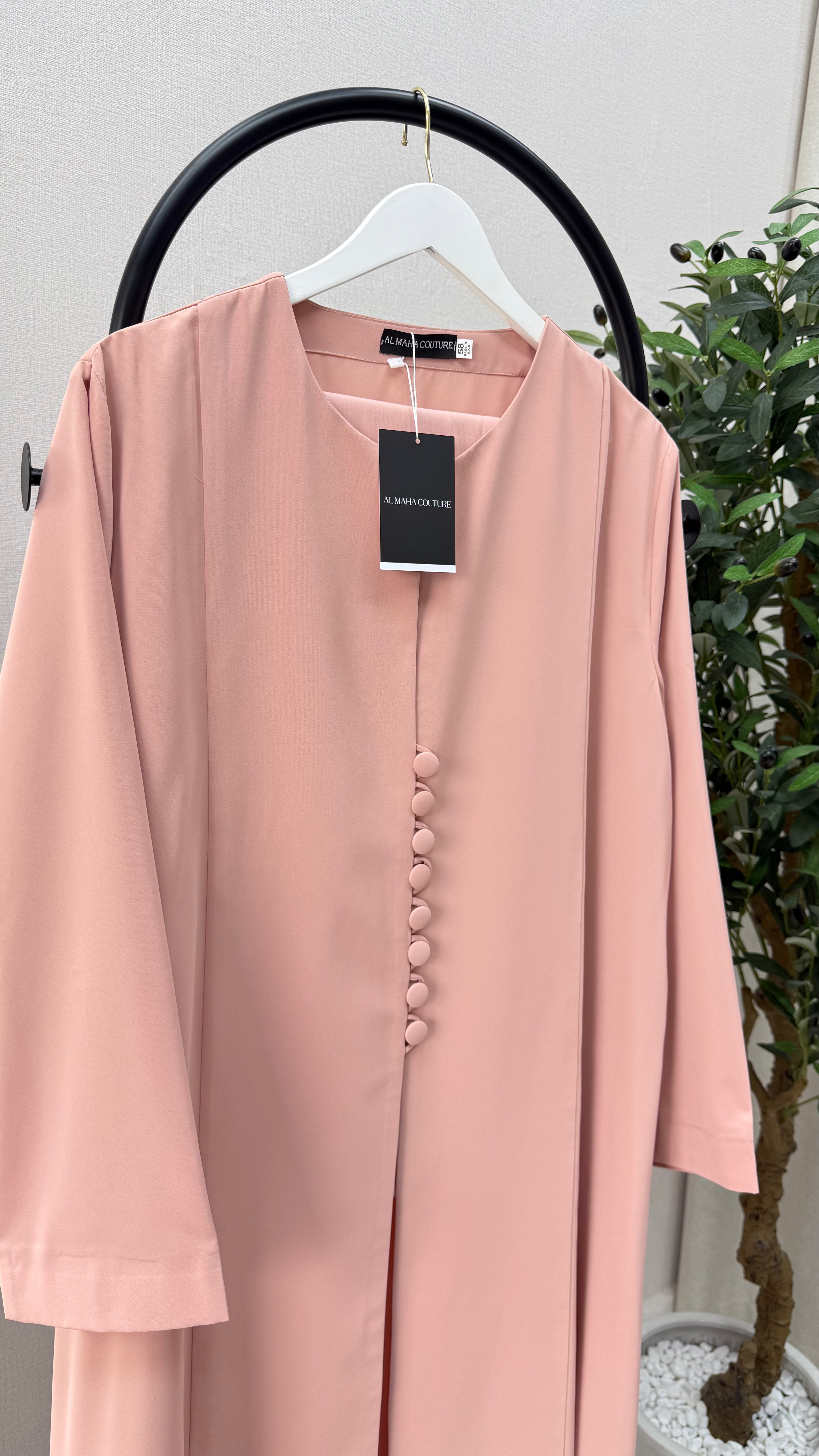 Zahra Pink Button Abaya with Sheila