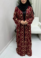 Gamra Abaya - Burgundy Embroidered Luxury Al Maha Couture