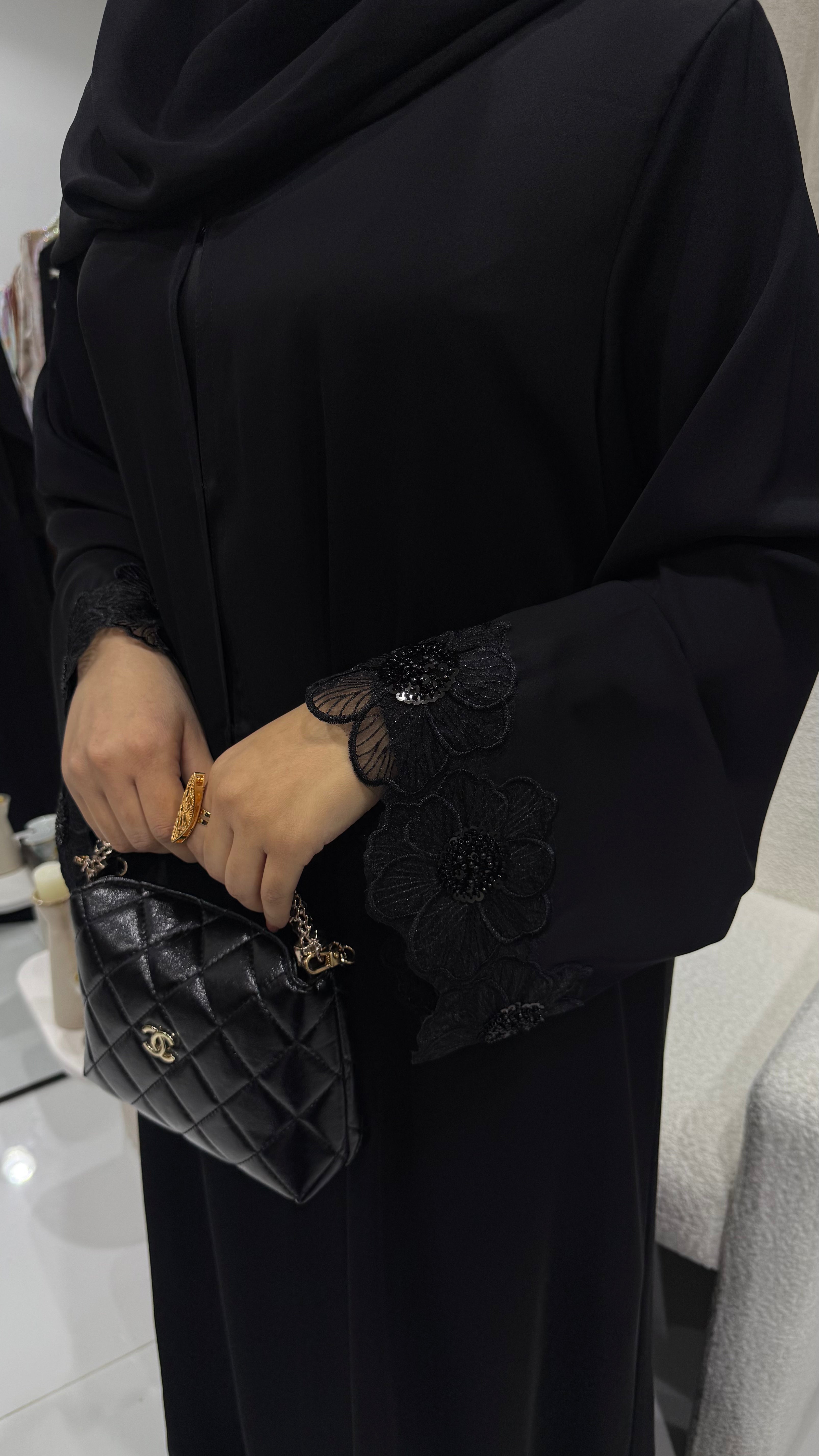 Abaya black flower