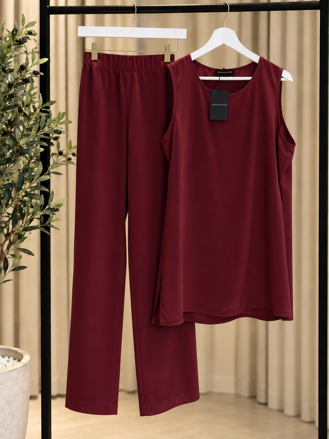 Elegant 2-Piece Set - Burgundy