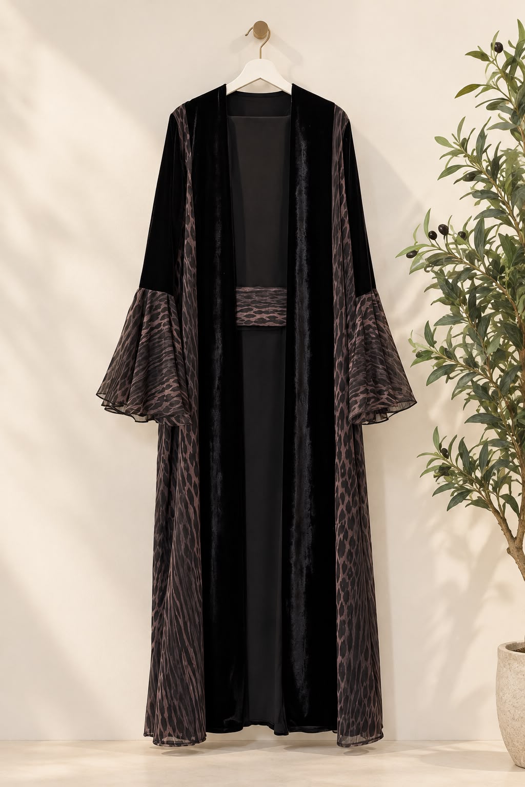 VELVET & Printed Abaya with Sheila - Luna