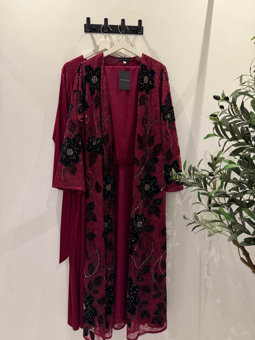 Lace & Velvet 3-Piece Set - Burgundy