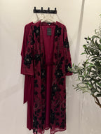 Lace & Velvet 3-Piece Set - Burgundy