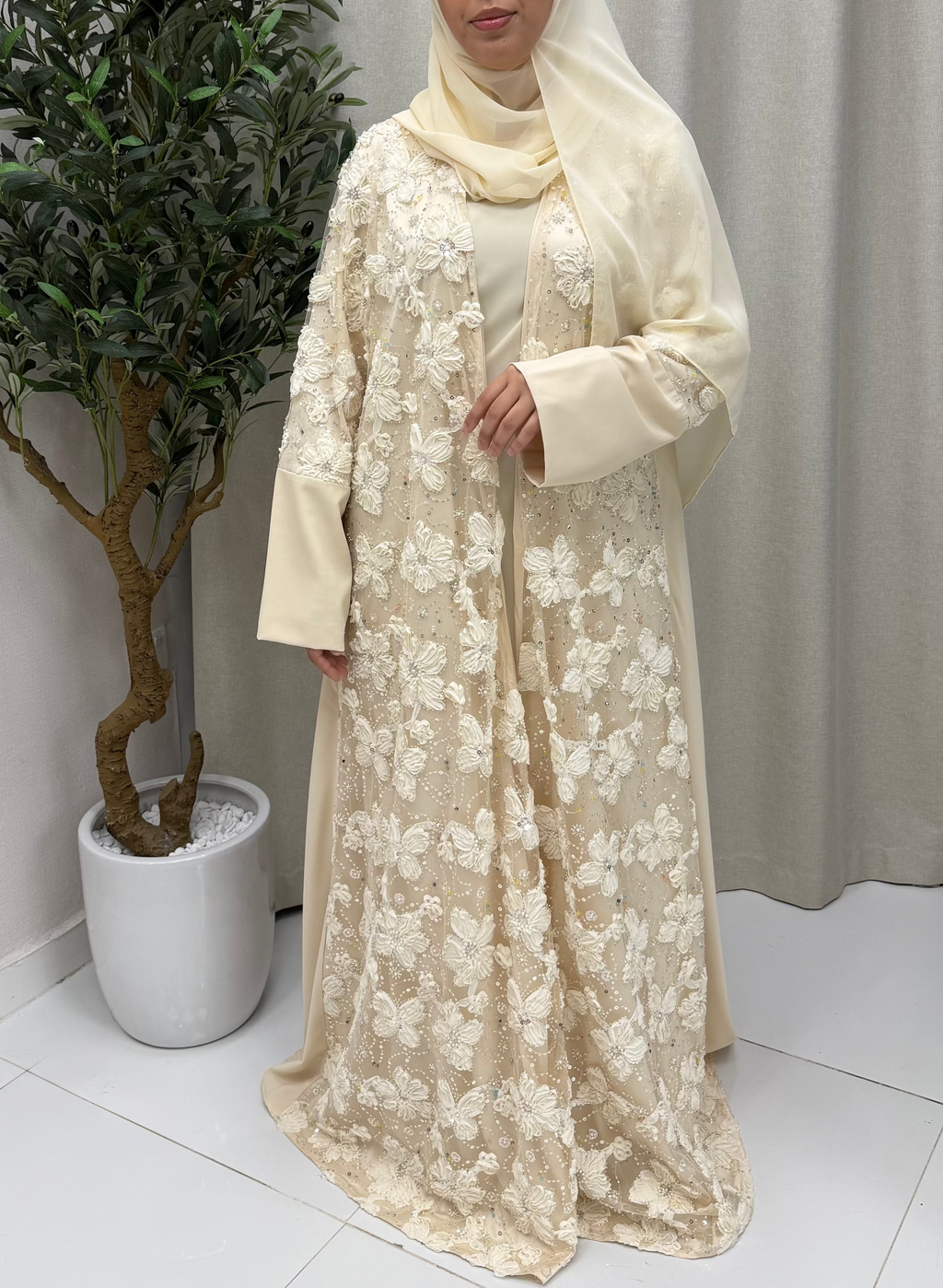 Sahar Abaya Set - Creamy