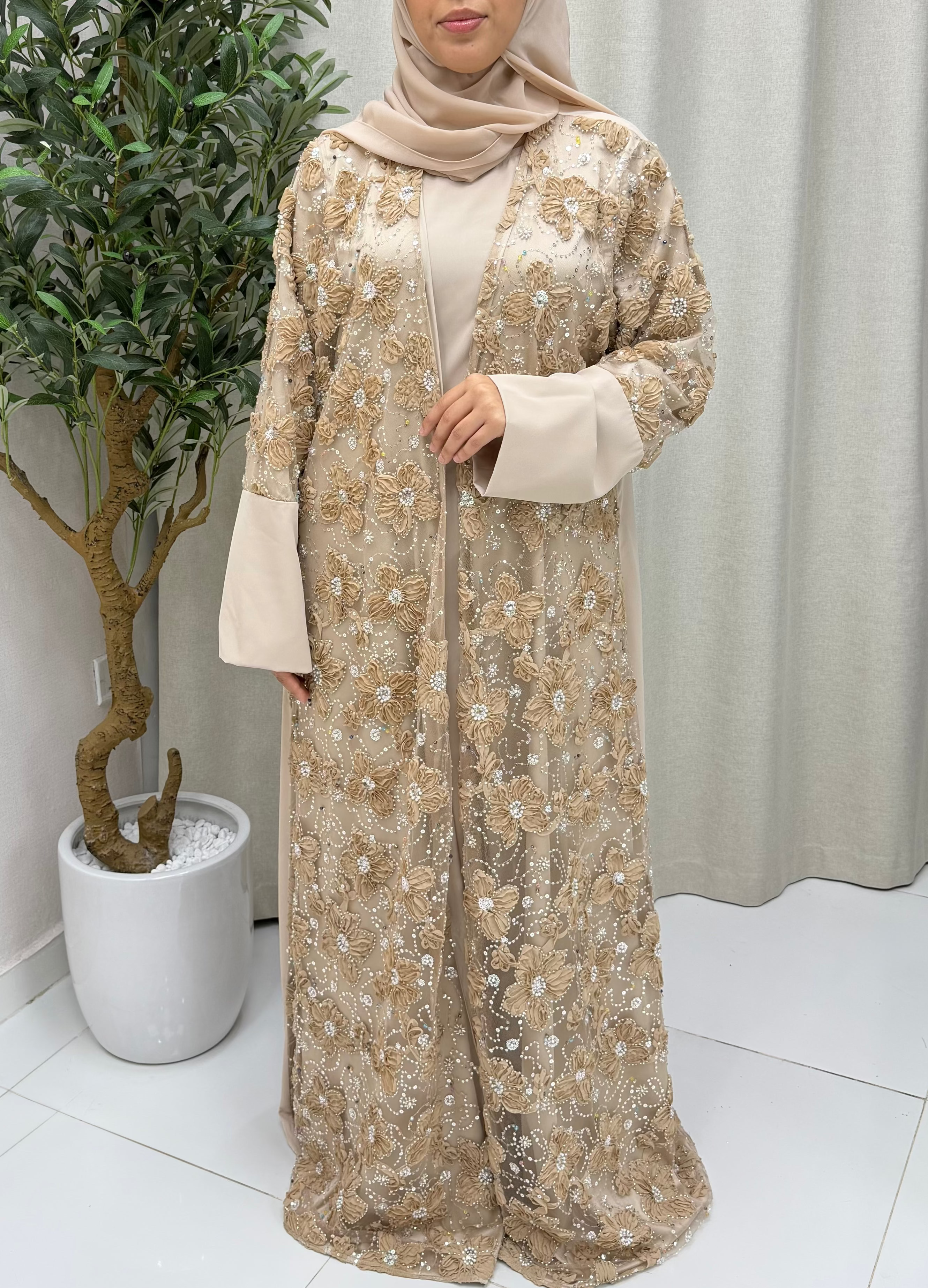 Sahar Abaya Set - Nude