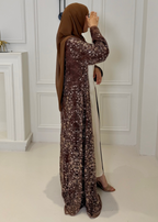 Al Shouq Full Pearl & Strass Luxury Set - Abaya, Dress & Sheila