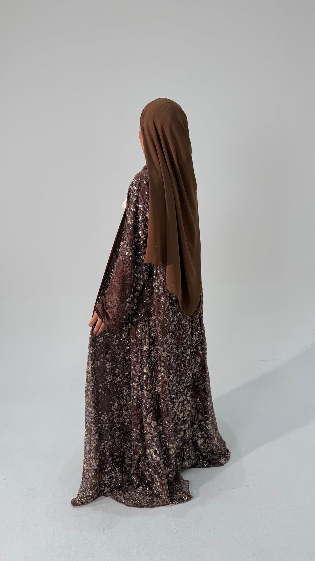 Al Shouq Full Pearl & Strass Luxury Set - Abaya, Dress & Sheila