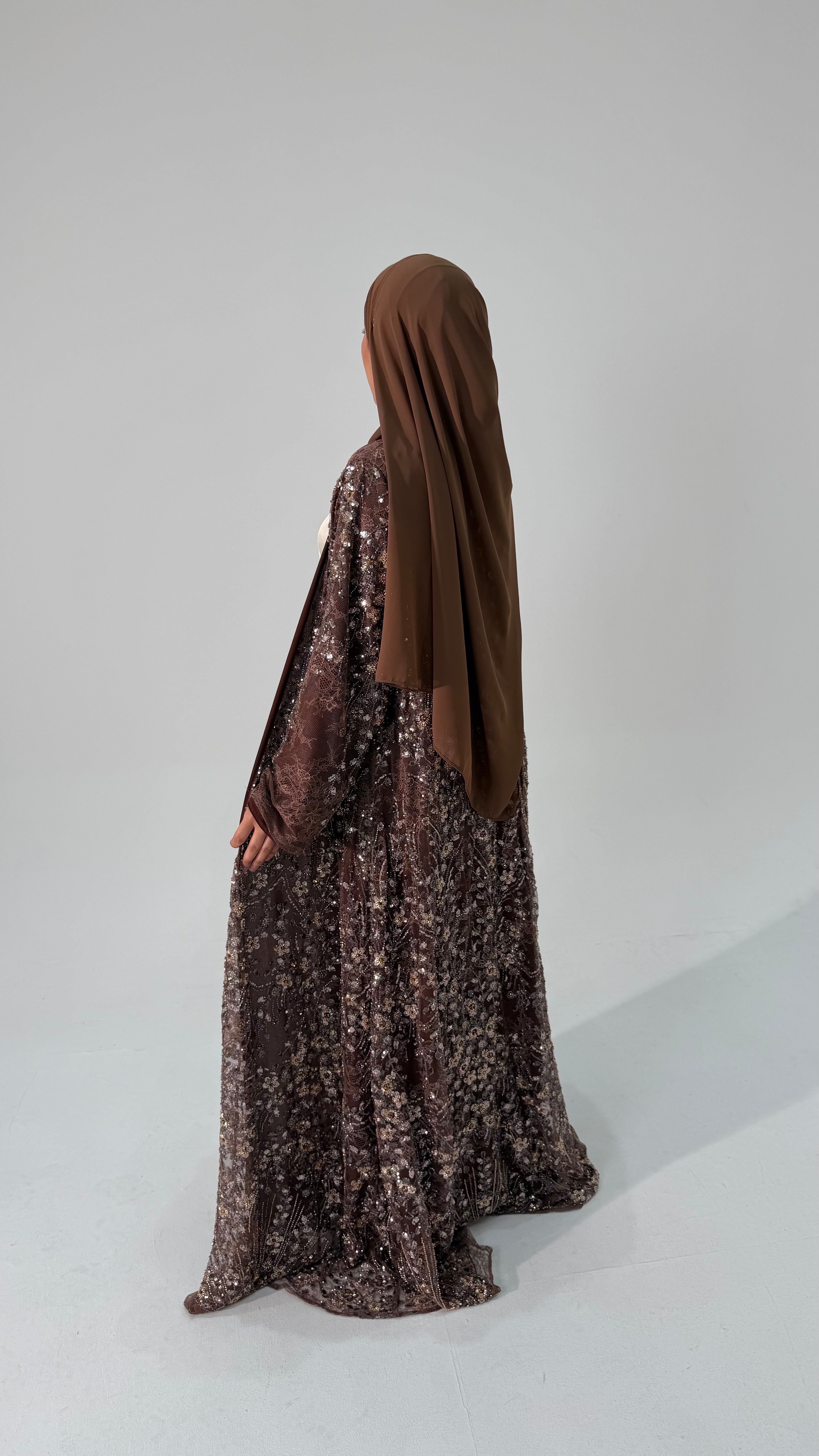 Al Shouq Full Pearl & Strass Luxury Set - Abaya, Dress & Sheila