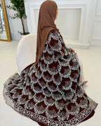 Al Maha Full Pearl & Strass Luxury Set - Abaya, Dress & Sheila