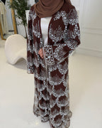 Al Maha Full Pearl & Strass Luxury Set - Abaya, Dress & Sheila