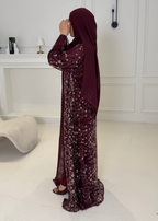 Al Thuraya Full Pearl & Strass Luxury Set - Abaya, Dress & Sheila