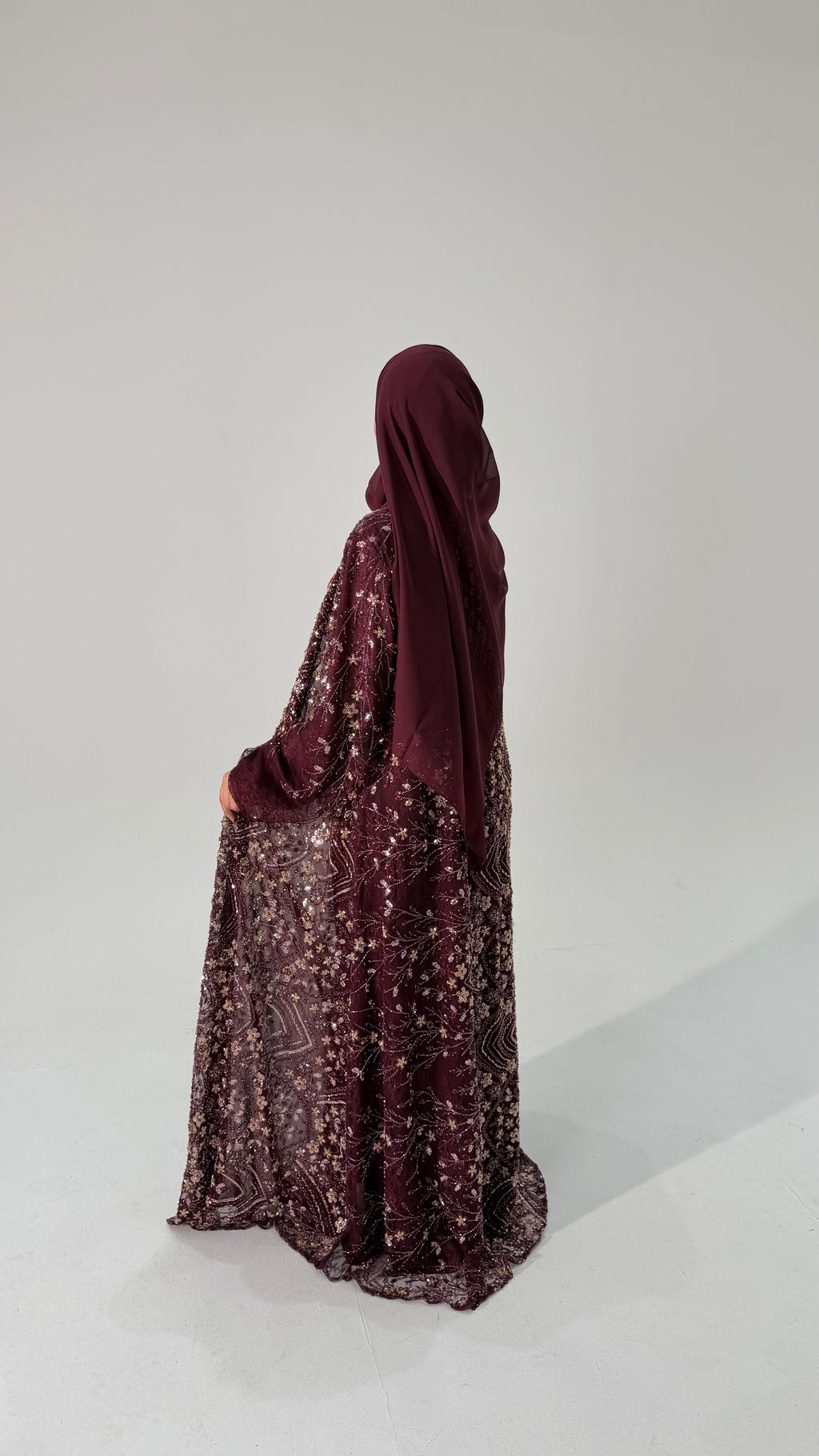 Al Thuraya Full Pearl & Strass Luxury Set - Abaya, Dress & Sheila