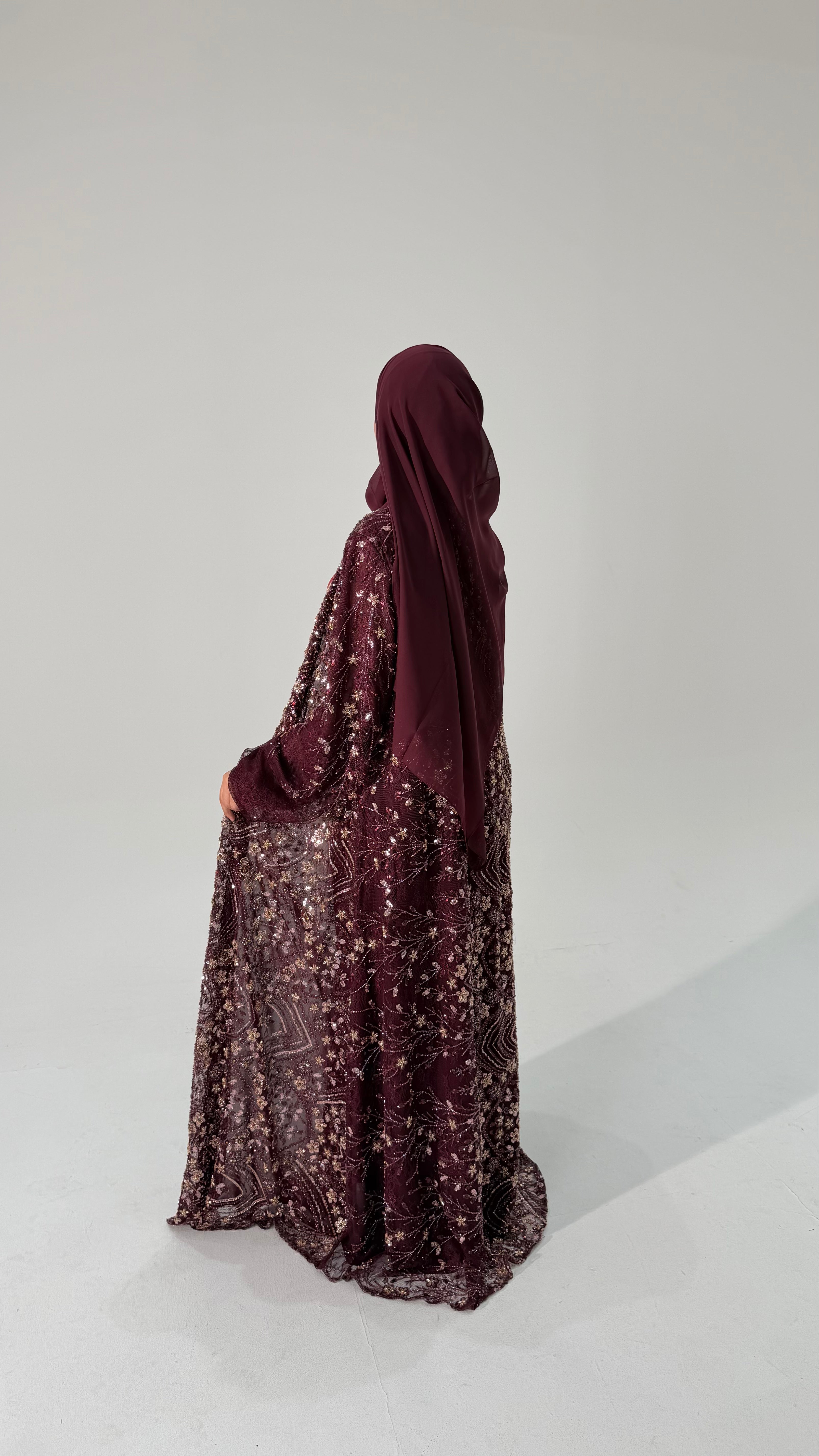 Al Thuraya Full Pearl & Strass Luxury Set - Abaya, Dress & Sheila