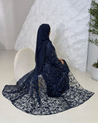 Al Rimal Full Pearl & Strass Luxury Set - Abaya, Dress & Sheila