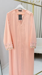Zaya Peach Embroidered Abaya