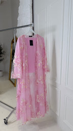 Alia Pink Full Lace Abaya with Sheila
