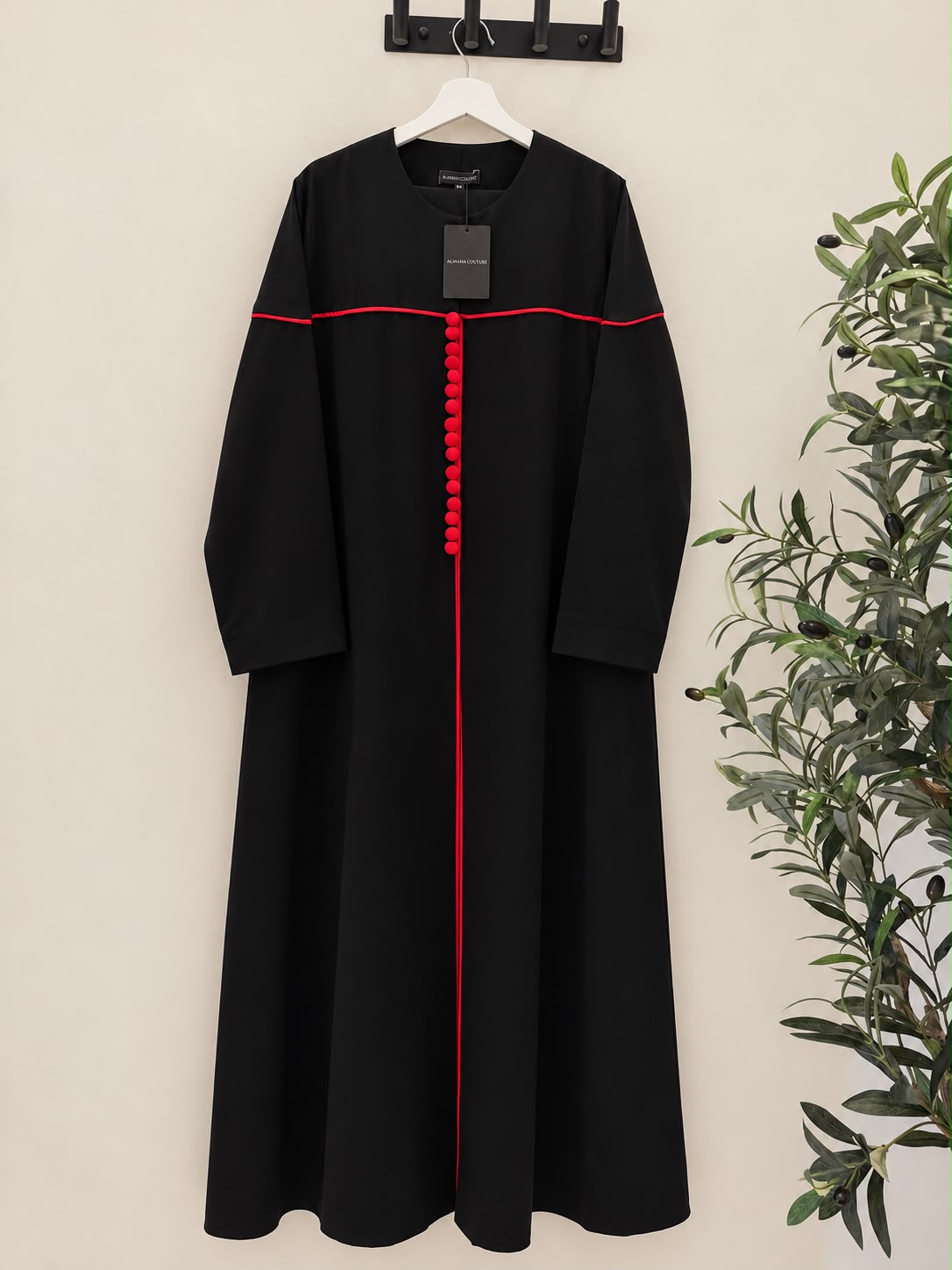 Buttoned Blazer Abaya - Red