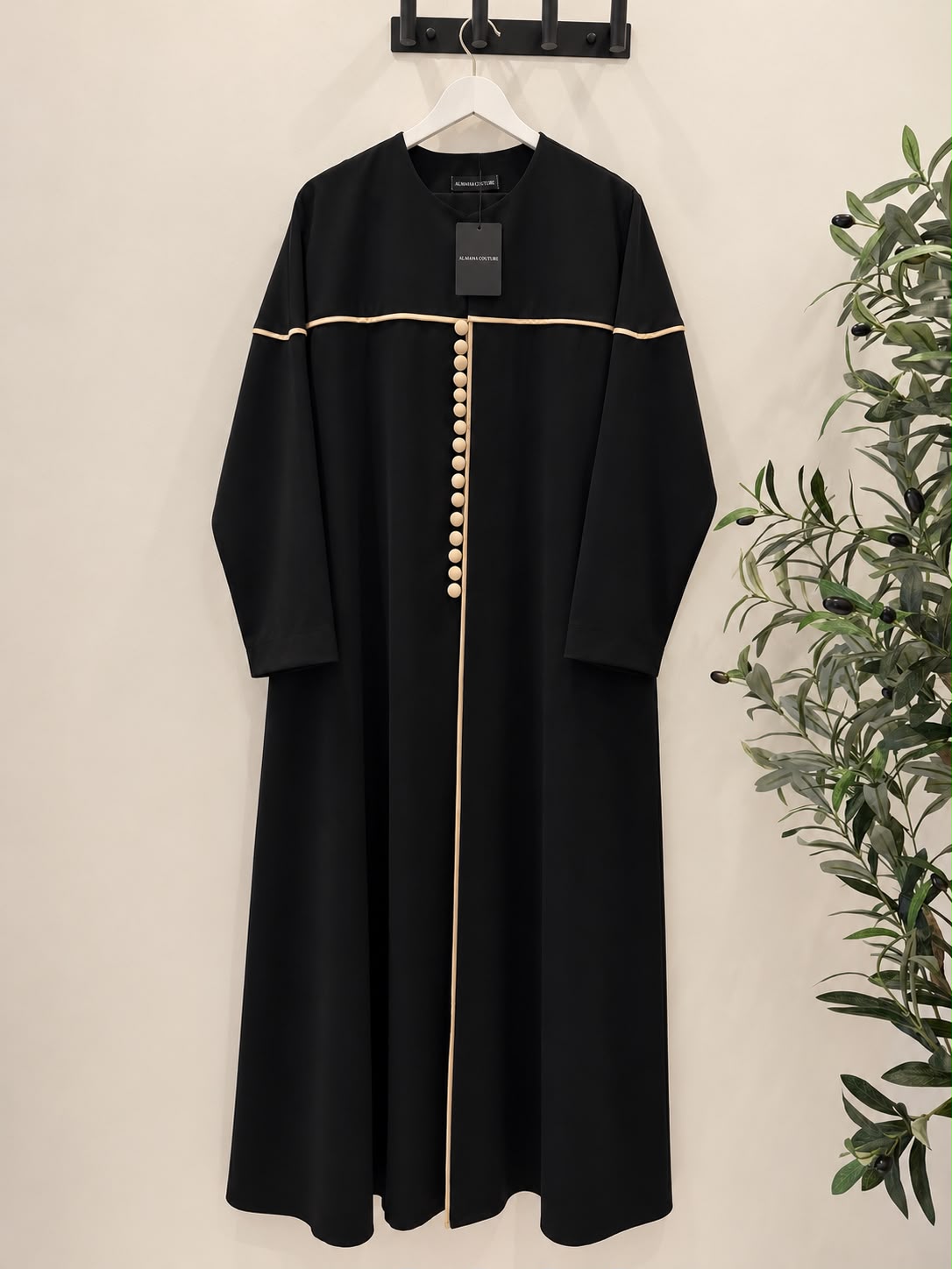 Buttoned Blazer Abaya - Beige