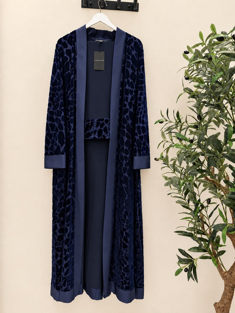 Velvet Abaya with sheila - Navy Blue